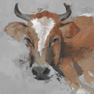 "Big Brown Cow" by Parvez Taj Unframed Canvas Animal Art Print 48 in. x 48 in.