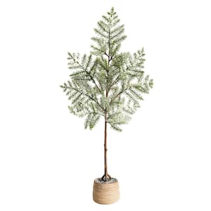 2.9 ft. Unlit Frosted Pine Artificial Christmas Tree in Decorative Planter