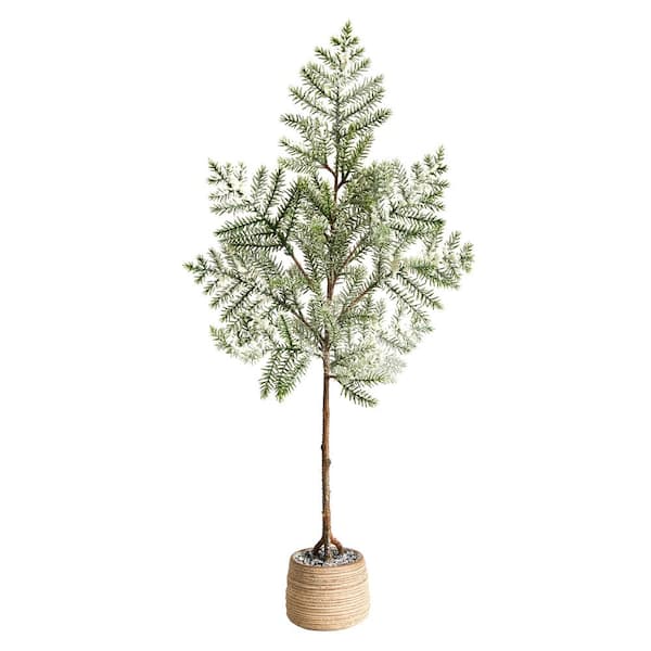 Nearly Natural 2.9 ft. Unlit Frosted Pine Artificial Christmas Tree in Decorative Planter