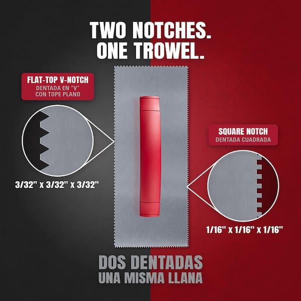 Dual-Notch 11 in. x 4-1/2 in. Steel Blade Residential and Commercial Carpet Notched Flooring Trowel