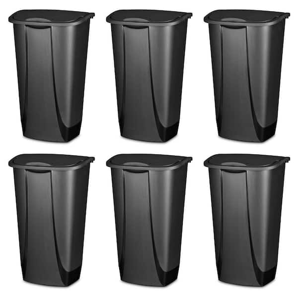Sterilite 11 Gal. SwingTop Clean Black Wastebasket Can (6-Pack)