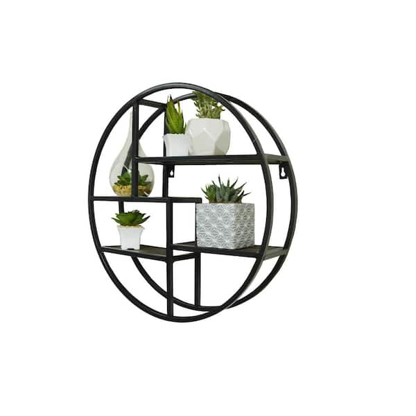 ADMIRED BY NATURE 23 in. Black Round Wall-Mounted Iron Hanging