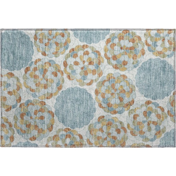Mayfield Premium Machine Washable Abstract AMF2466 Sky 2 ft. x 3 ft. Accent Rug