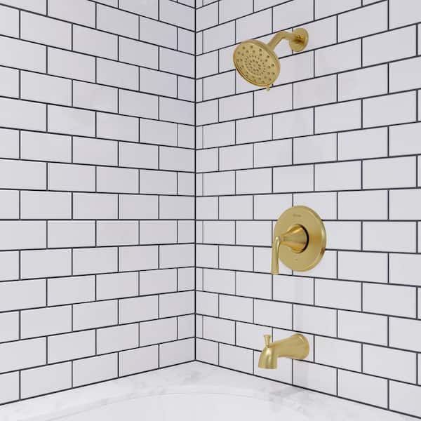 Ladera Single Handle 3-Spray Tub and Shower Faucet 1.8 GPM in. Brushed Gold (Valve Included)