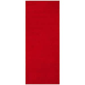 Sweet Home Stores Ribbed Waterproof Non-Slip Rubber Back Solid Runner Rug 2 ft. W x 4 ft. L Red Polyester Garage Flooring