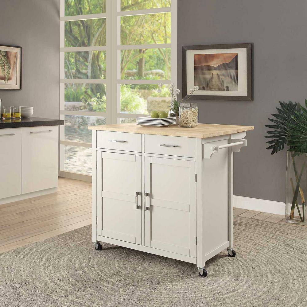 Macie Easy White Kitchen Cart - thumbnail 4