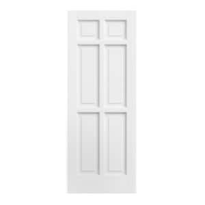 30 in. x 80 in. 6-Panel MDF, White Primed Wood, can be painted Pre-Finished Door Panel Interior Door Slab