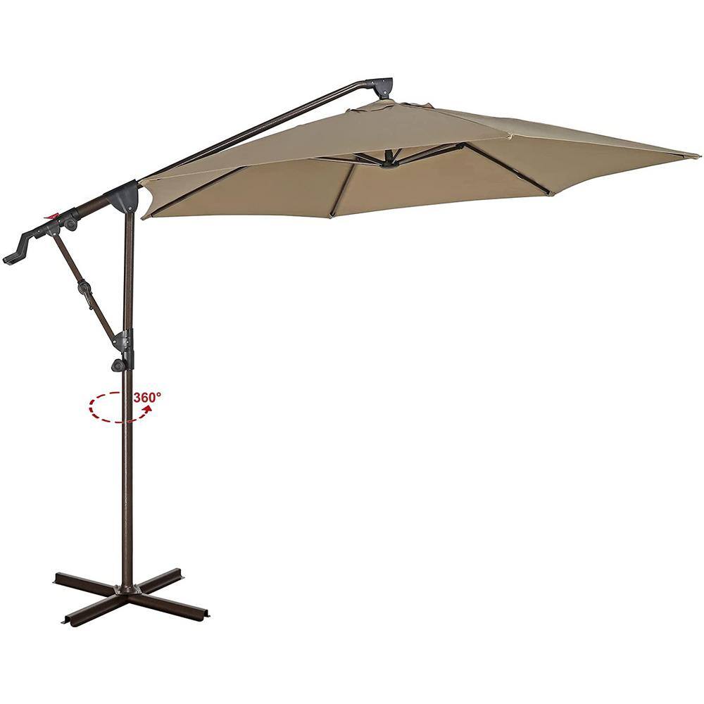 10 ft. Aluminum Outdoor Cantilever Umbrella in Beige