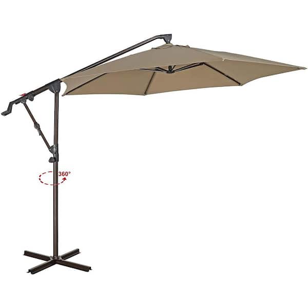 Unbranded 10 ft. Aluminum Outdoor Cantilever Umbrella in Beige