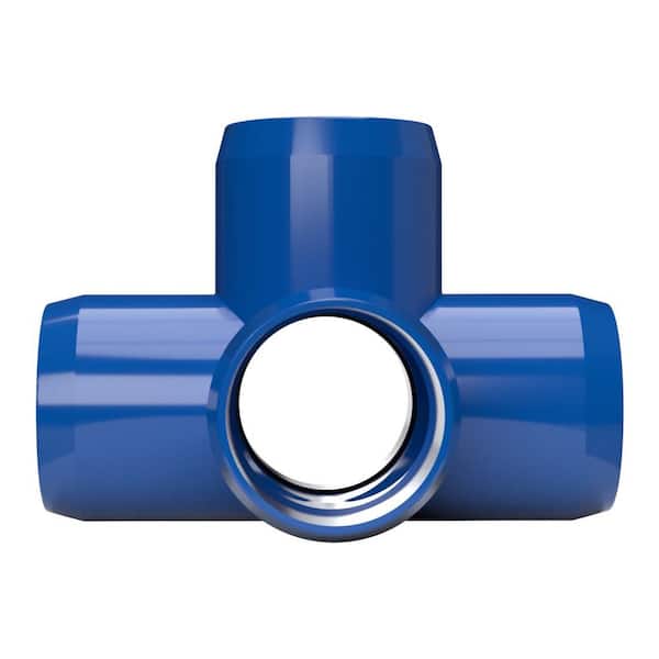 FORMUFIT F1145WC-BL-4 5-Way Cross PVC Fitting Pack of 4 Furniture Grade Blue 1-1/4 Size