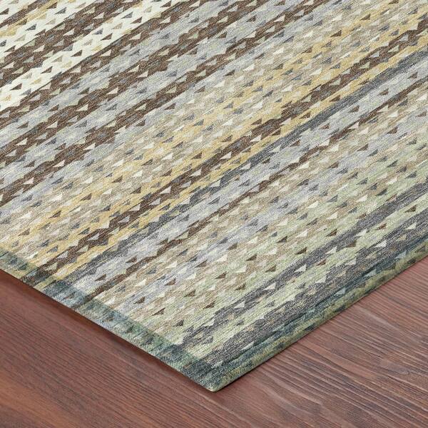 Chantille Machine Washable Indoor/Outdoor Abstract ACN2823 Coffee 8 ft. x 10 ft. Area Rug