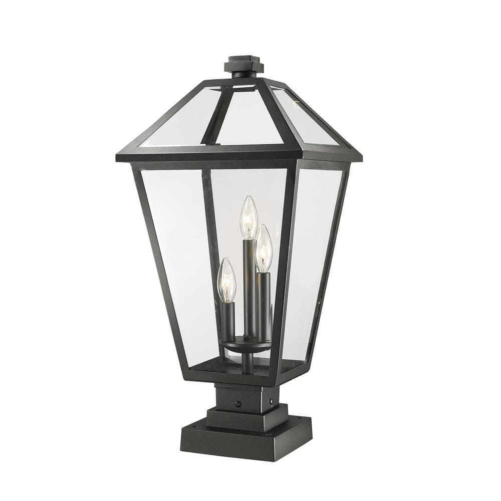 Talbot 24 .75 in. 3-Light Black Metal Hardwired Outdoor Weather Resistant P