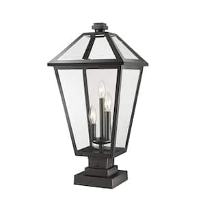 Talbot 24 .75 in. 3-Light Black Metal Hardwired Outdoor Weather Resistant Pier Mount Light with No Bulb in.cluded