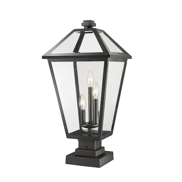 Unbranded Talbot 24 .75 in. 3-Light Black Metal Hardwired Outdoor Weather Resistant Pier Mount Light with No Bulb in.cluded