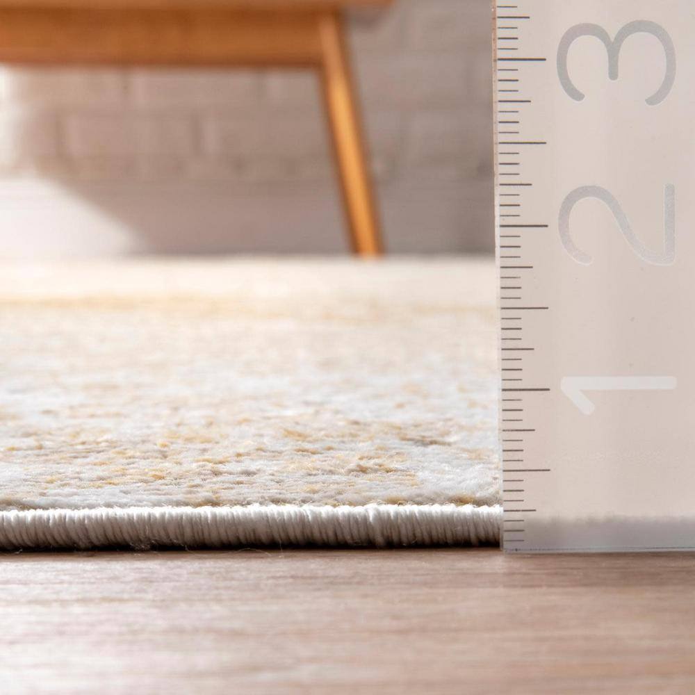 Gold and Beige Abstract Reversible Runner Rug