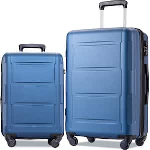 Blue 2-Piece Expandable ABS Hardshell Spinner Luggage Set with TSA Lock and Adjustable 3- level Telescoping Handle