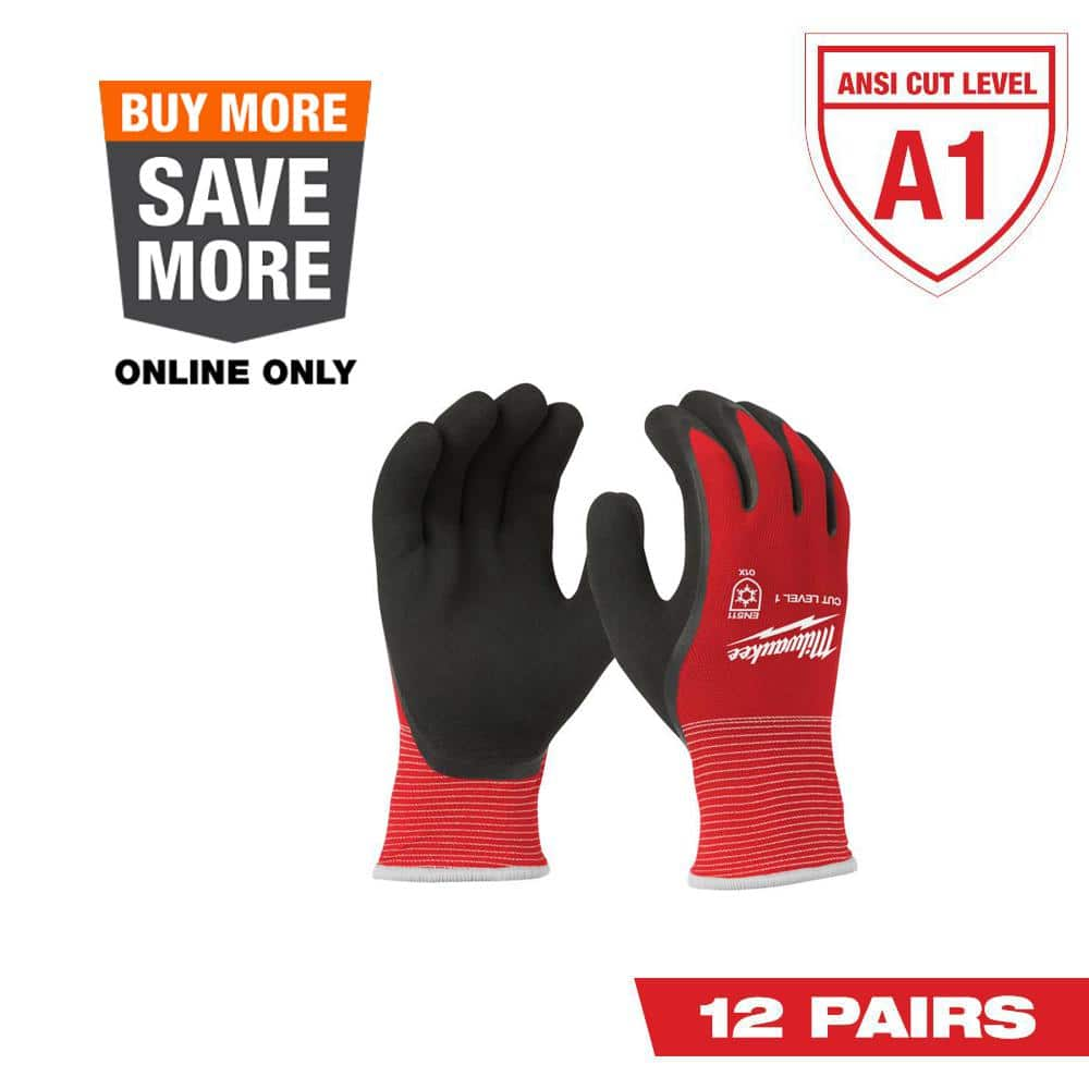 Milwaukee X-Large Red Latex Level 1 Cut Resistant Insulated Winter Dipped Work Gloves (12-Pack)