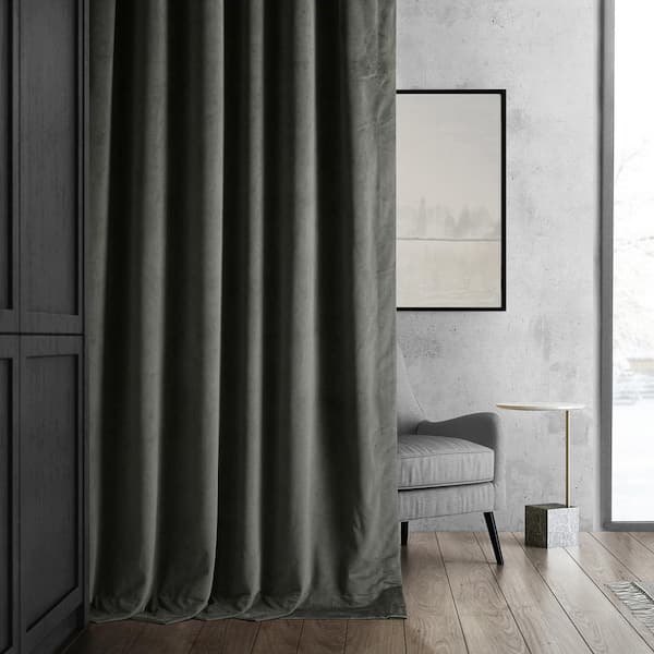 luxury American flannel grey thick velvet cloth blackout curtain drape C918