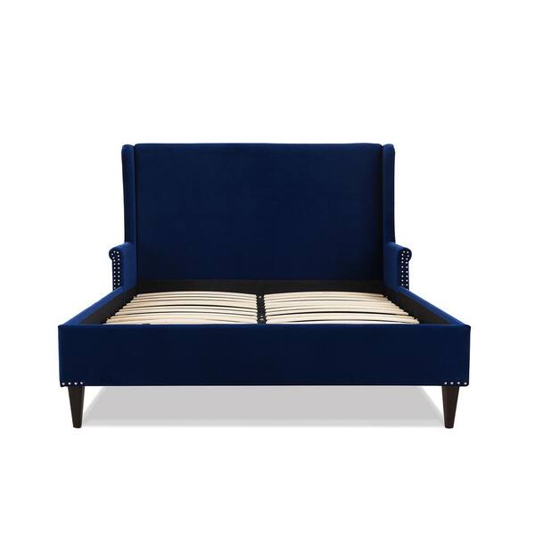Sandy Wilson Home Clarice Wingback Navy Blue Accent Queen Bed