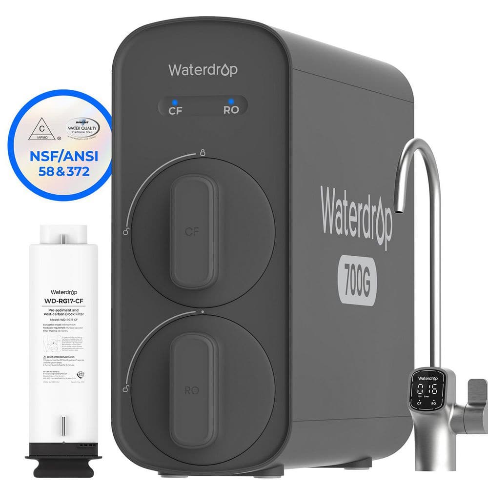 WD-G5P700 Reverse Osmosis Water System 700 GPD, 7-Stage 2:1 Pure to Drain Smart LED Faucet Extra 1 G5P700-CF Filter