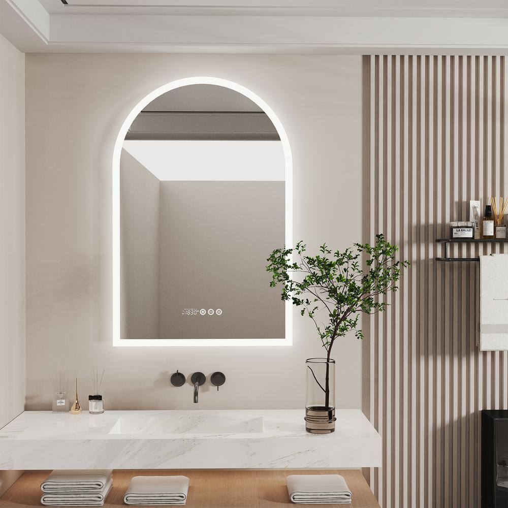 Wisfor 24 in. W x 36 in. H Large Oval Frameless 3-Dimmable Backlit Time Temperature Anti-Fog Wall LED Bathroom Vanity Mirror XMR-T28-713-US - The Home Wisfor 24 in. W x 36 in. H Large Oval Frameless 3-Dimmable Backlit Time Temperature Anti-Fog Wall LED Bathroom Vanity Mirror XMR-T28-713-US - The Home