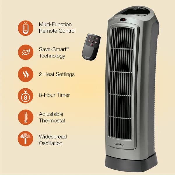 BLACK+DECKER Oscillating Space Heater, Portable Heater with Remote Control,  Ceramic Small Space Heater with Two Heat Settings & LED Display, Small