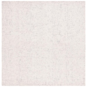 Abstract Light Gray/Ivory 6 ft. x 6 ft. Contemporary Marble Square Area Rug