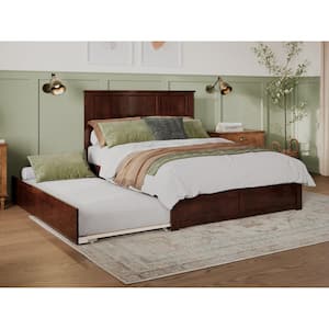 Madison Walnut Queen Bed with Footboard and Twin Extra Long Trundle