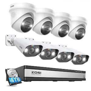 4K Ultra HD 16-Channel POE 4TB NVR Security System with 8X 8MP Wired Spotlight Security IP Cameras, AI Human Detection
