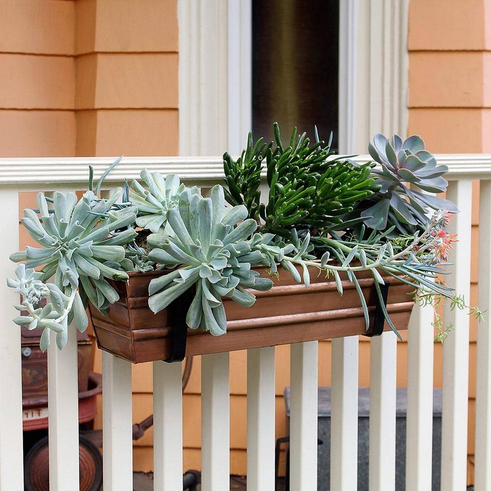 Small Copper Plated Flower Box with Black Wall Brackets