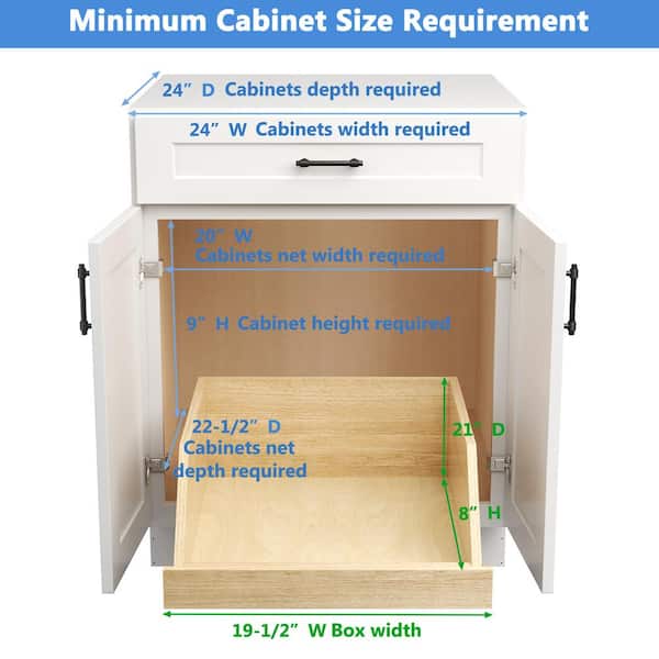 Made-to-Fit 6 in. to 30 in. Wide, High Profile 8 in. Tall Box Slide-Out Shelf, Full Extension, Poly-Finished Birch Wood, White
