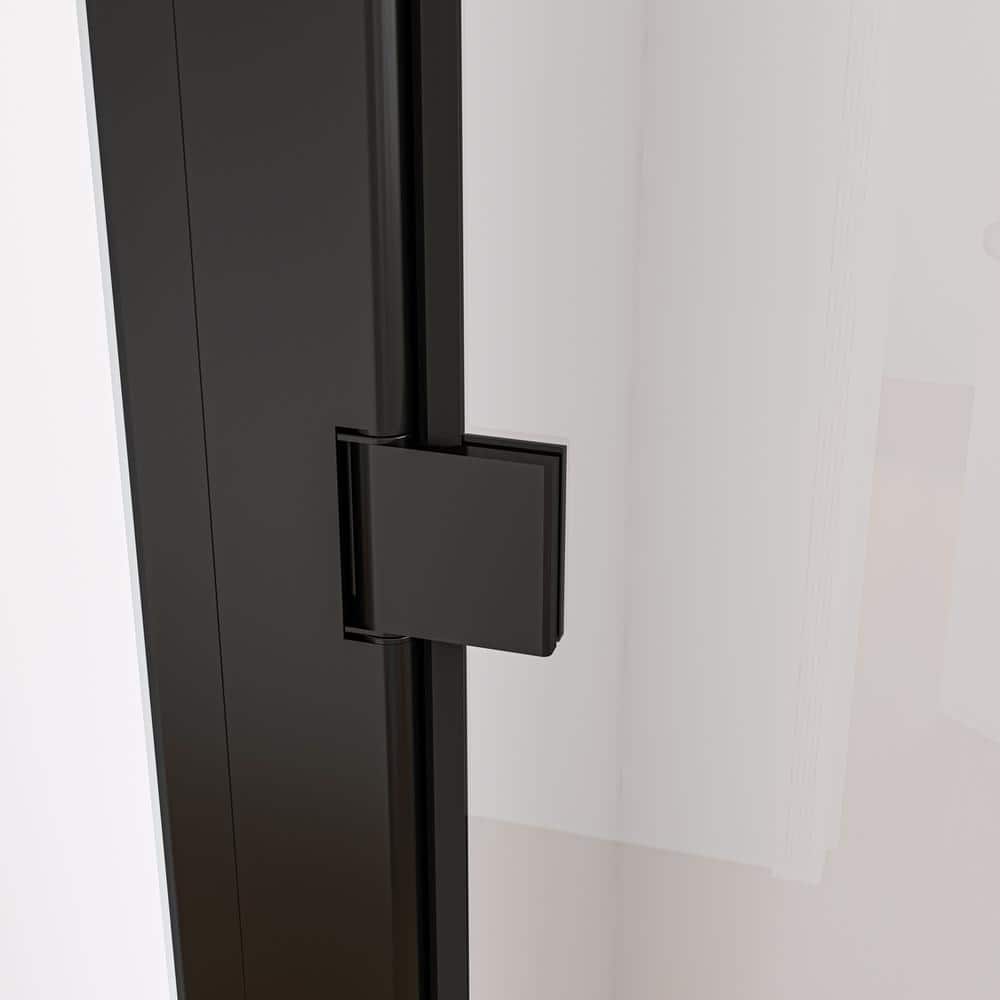 34'' W x 72'' H Frameless Clear Glass Pivot Shower Door in Matte Black Finish