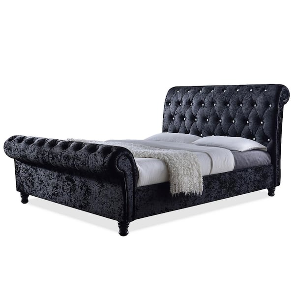 Baxton Studio Castello Black Queen Upholstered Bed