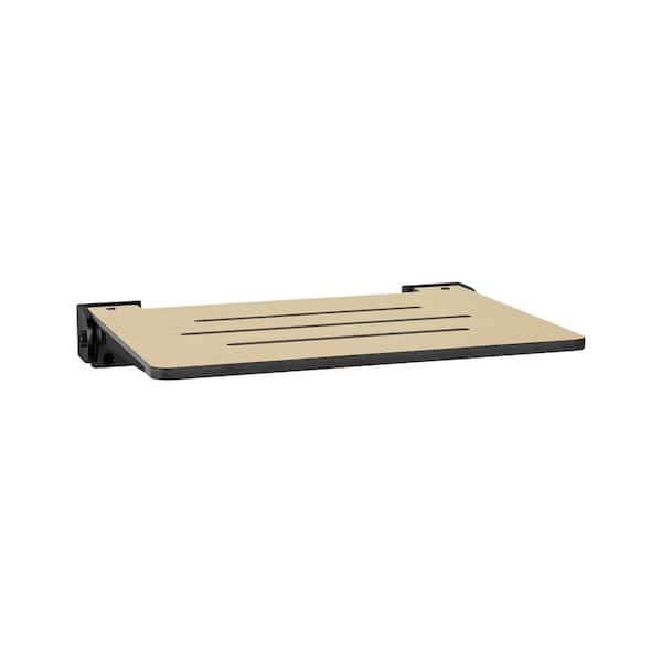 SEACHROME SlimLine Folding Wall Mount Shower Bench Seat, Urban Chic Seat with Matte Black Frame