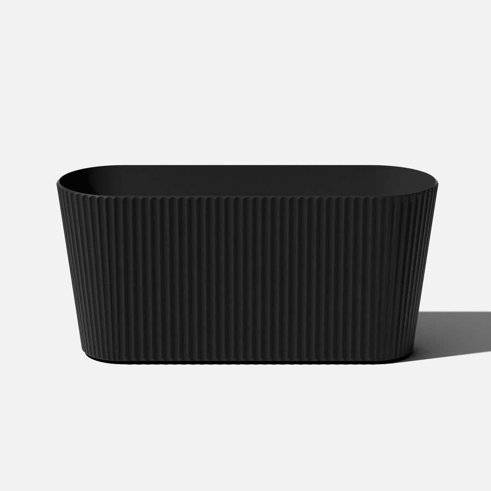 Veradek - Demi Medium Black Plastic Rectangular Planter with Drainage Holes (30.25 in. L x 10.25 in. W x 14.25 in. H)