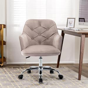 Gray Velvet Swivel Shell Chair, 360 Upholstered Adjustable Swivel Armchair Reception Chair for Office, Living Room