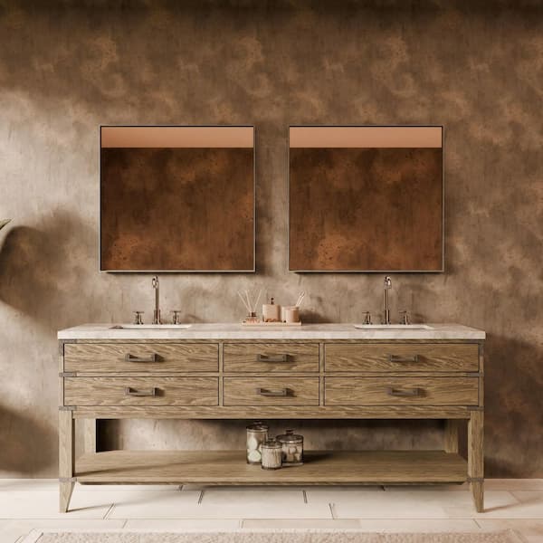 Irvington 80 in W x 22 in D Grey Oak Double Bath Vanity and Carrara Marble Top