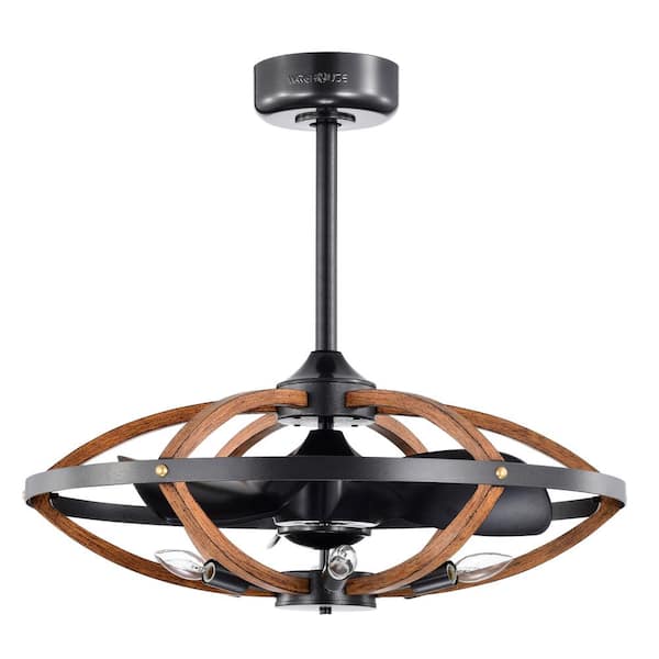 Dariin 28.3 in. 6-Light Indoor Matte Black Finish Ceiling Fan with Light Kit and Remote Included