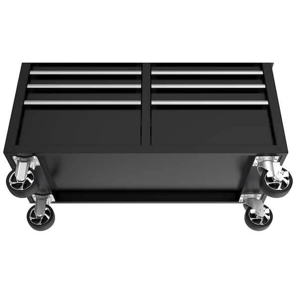 Husky - Tool Storage 46 in. W x 18 in. D 9-Drawer Mobile Workbench Cabinet in Gloss Black