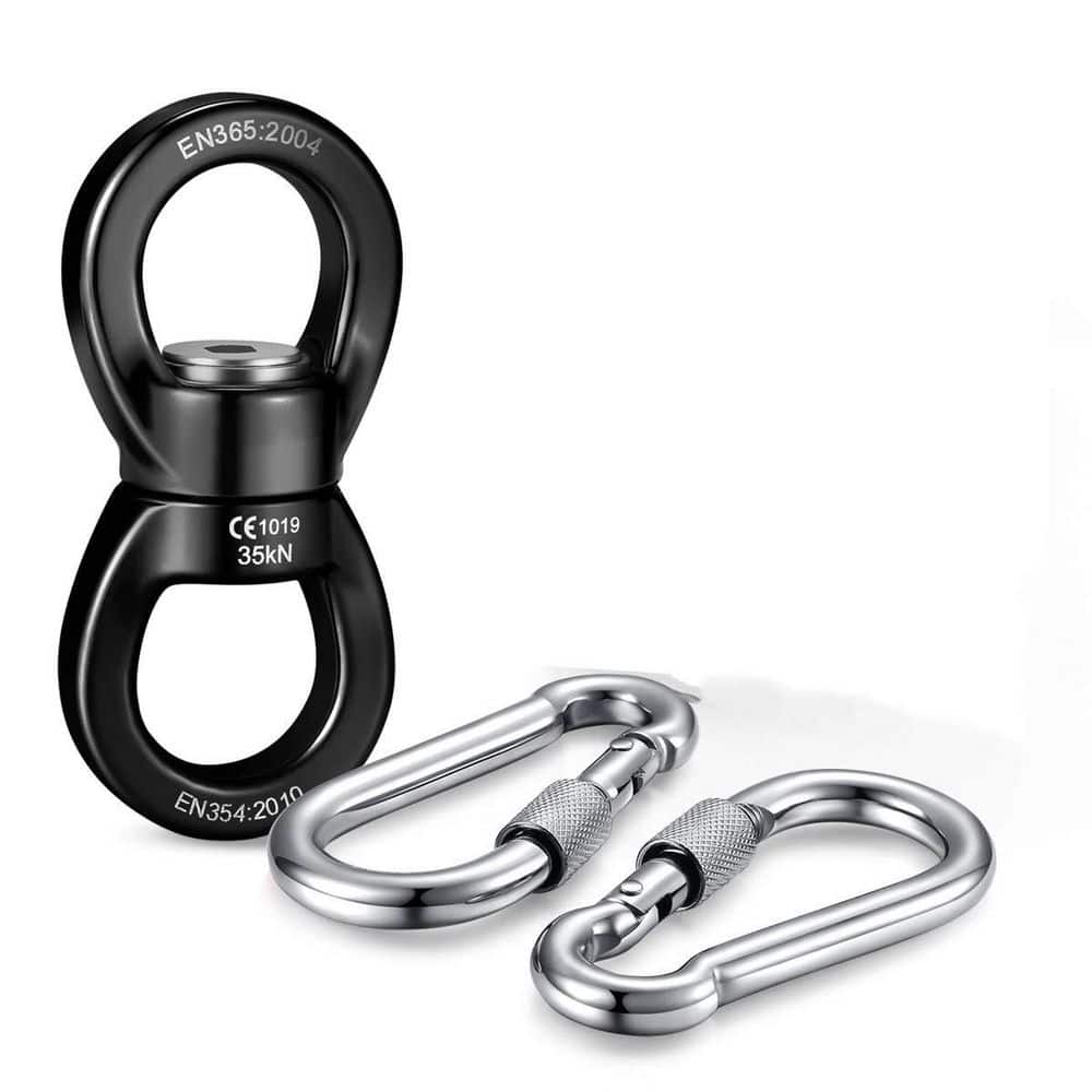 OGETFUUR 35 KN Black Aluminum Swing Swivel with Two Snap Hooks