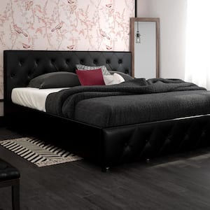 Dean Black Faux Leather Upholstered King Bed with Storage