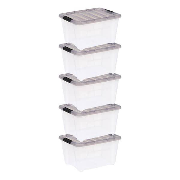 32 Qt./8 Gal. Plastic Storage Boxes with Latching Lids, Clear (Set of 5)