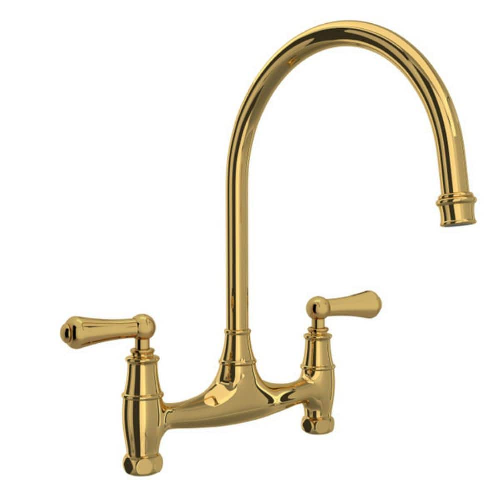 ROHL Era Double Handle Bridge Kitchen Faucet in Unlacquered