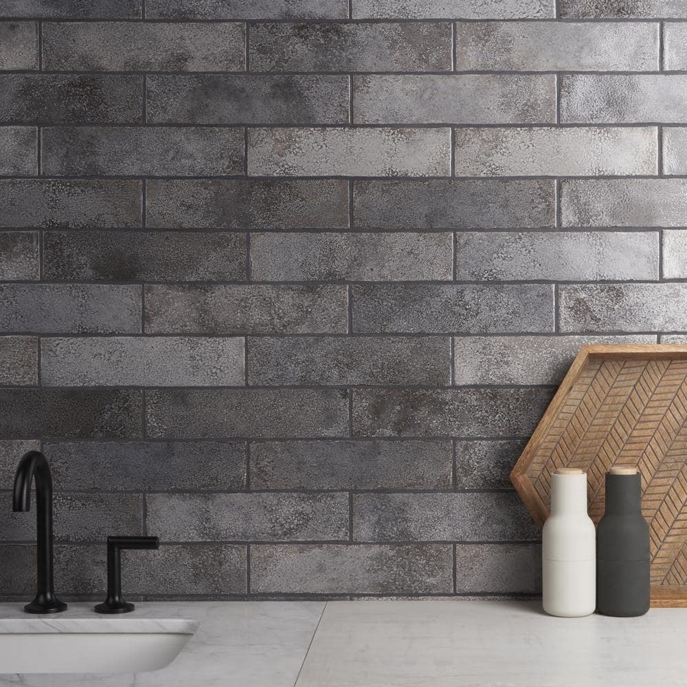 Vandalay Polished Gray 3x12 Industrial Subway Tile