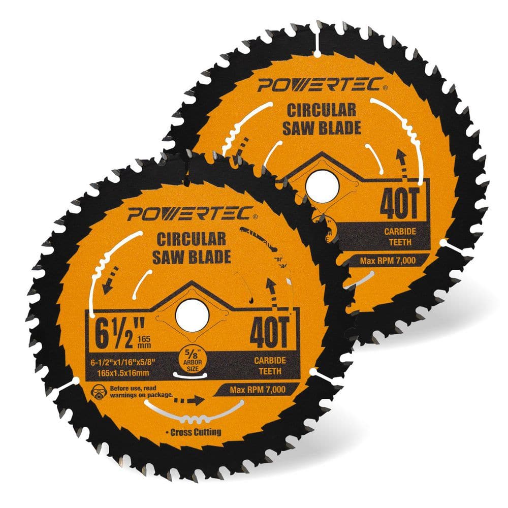 6-1/2 in. x 40-Tooth, 5/8 in. Arbor, 1/16 in. Kerf, Carbide-Tipped Circular Saw Blade / Track Saw Blade for Wood (2PK) price history on PriceWatchPro