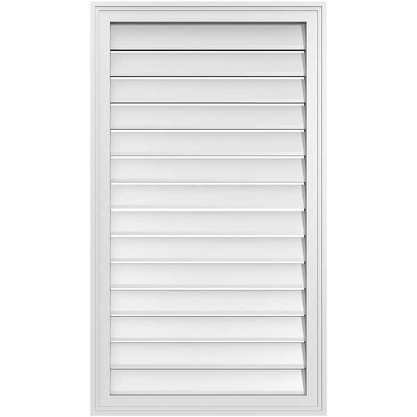 Ekena Millwork 24" x 42" Rectangular White PVC Paintable Gable Louver Vent Functional