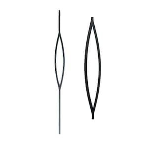 44 in. W. x 1/2 in. Satin Black Single Marquise Sq. Base Hollow Iron Baluster