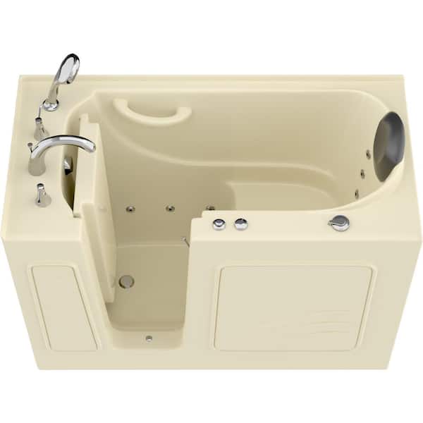 Universal Tubs Safe Premier Series 26 in. L x 53 in. W Whirlpool Jetted Bathtub with Left Drain in Biscuit with Fast Filling Faucet Set