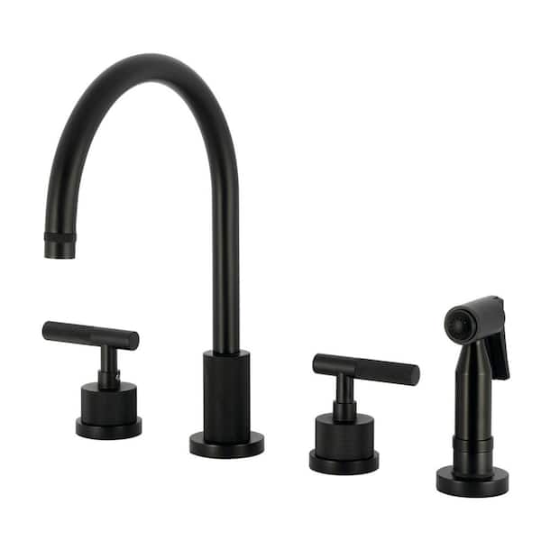 Convergent 2-Handle Deck Mount Standard Kitchen Faucet in Matte Black