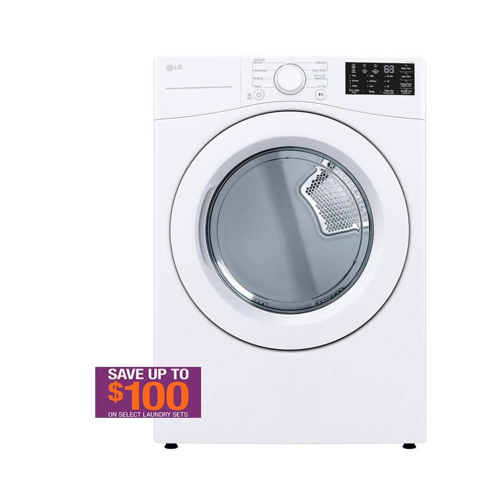LG 7.4 cu. ft. Vented Stackable Electric Dryer in White with Sensor Dry Technology
